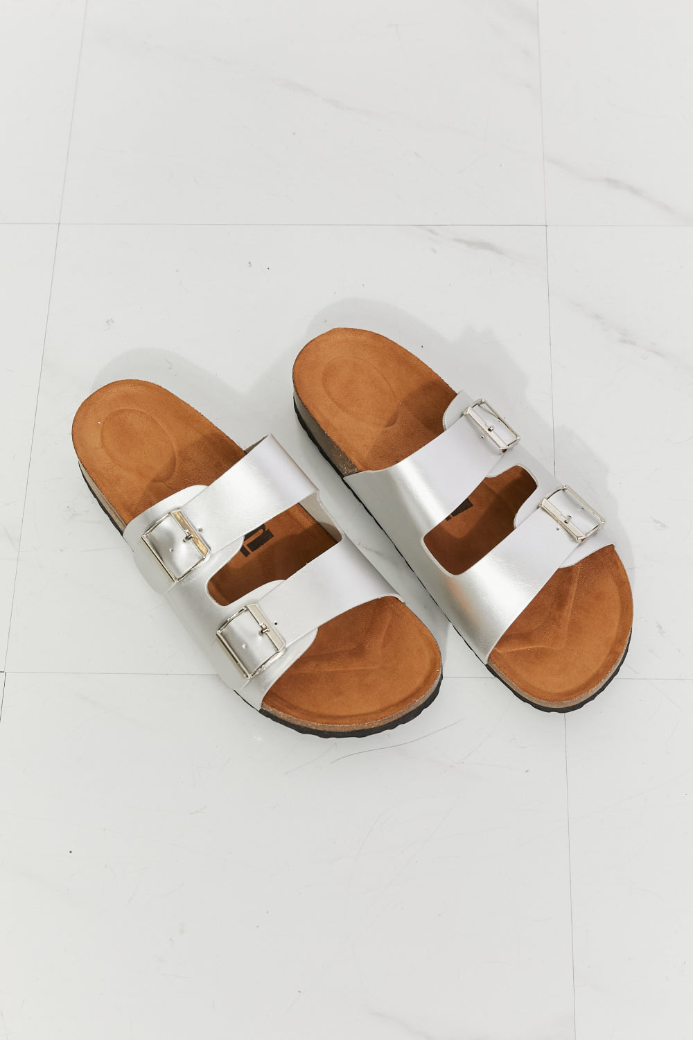 Double-Banded Slver | Slide Sandal
