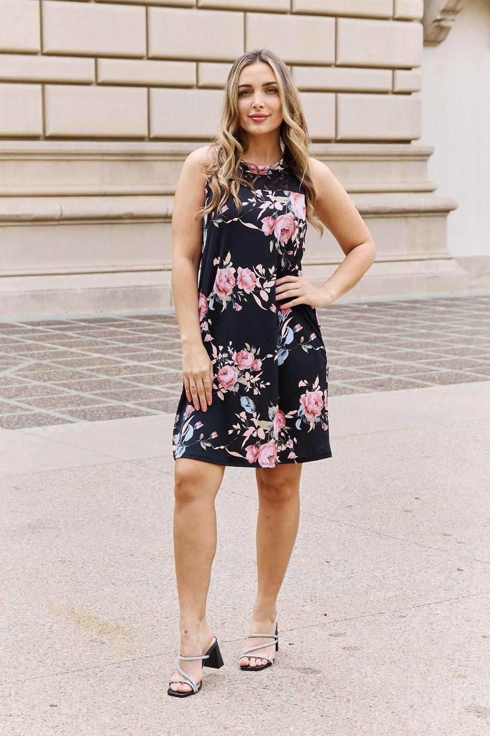 Floral Lace Detail Sleeveless | Dress