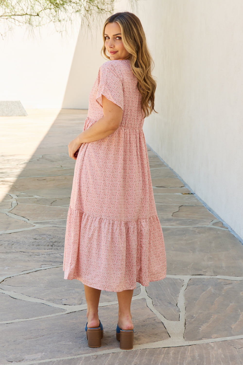 Peach Kimono Sleeve Midi | Dress