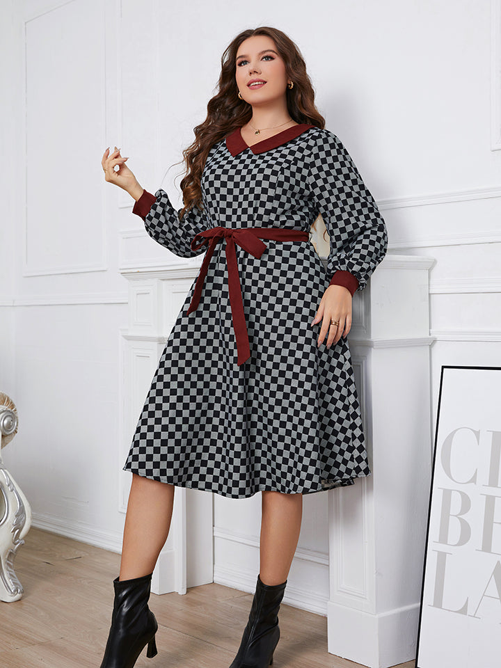 Plaid V-Neck Long Sleeve | Dress