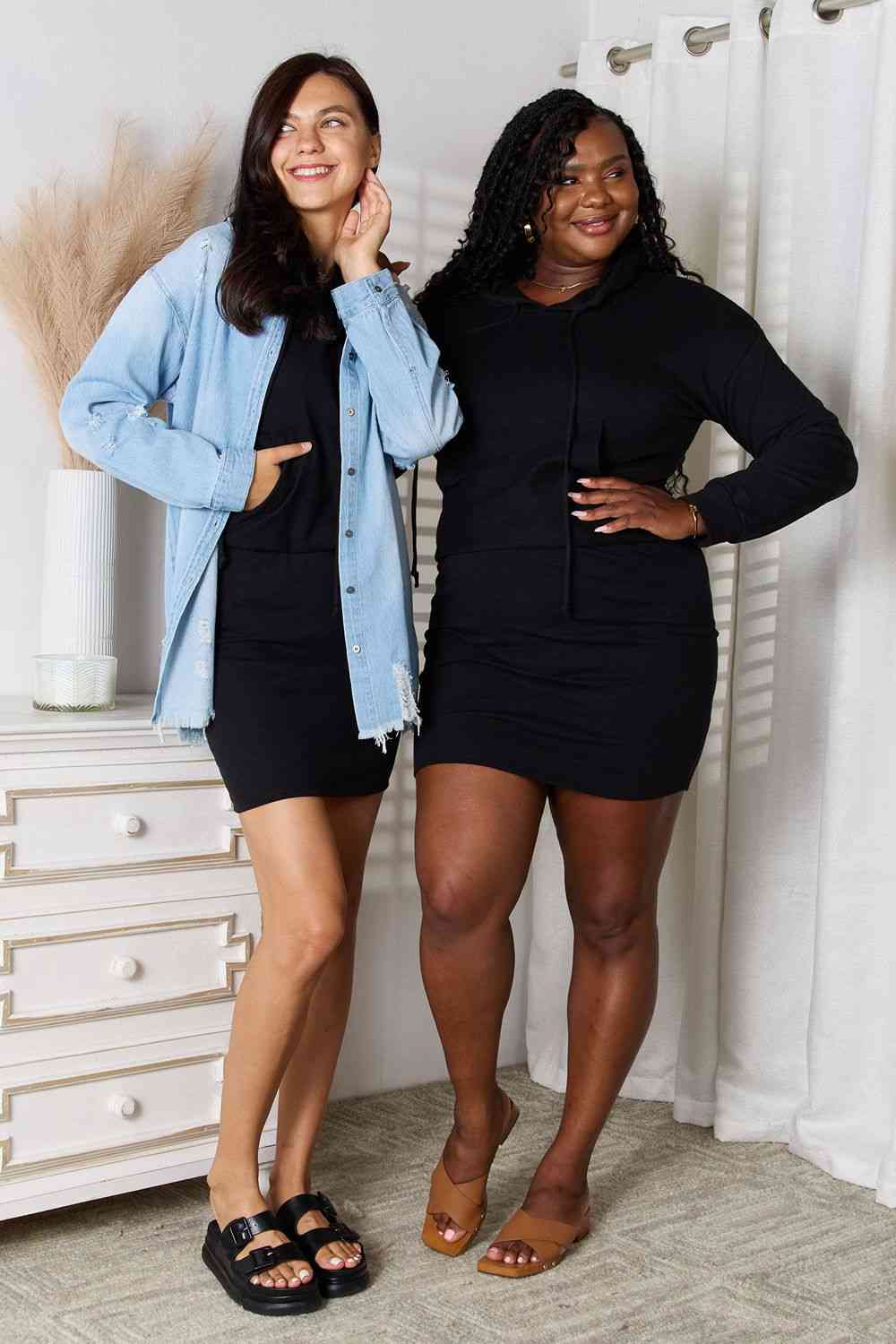 Drawstring Long Sleeve Hooded | Dress