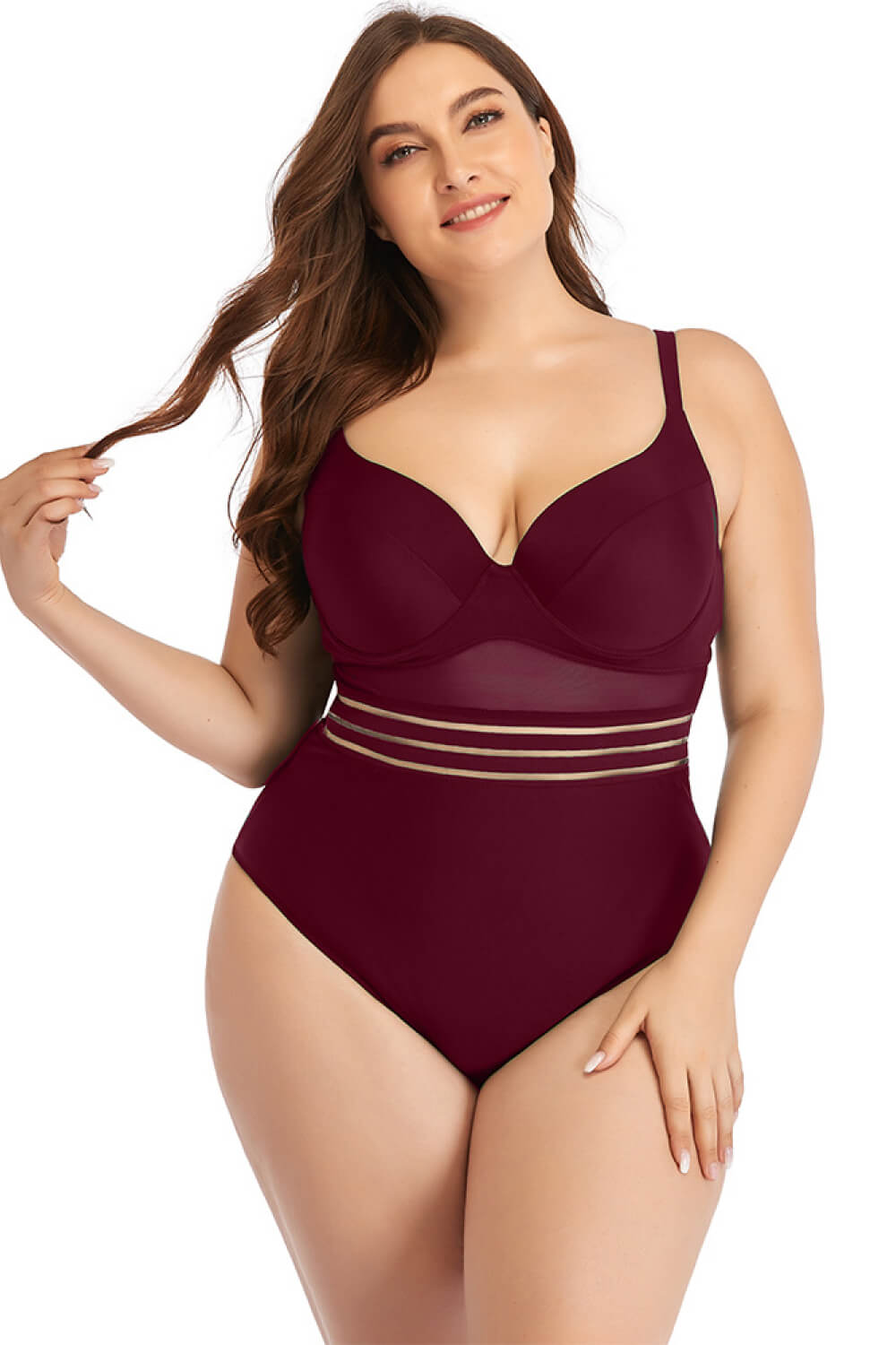 Spliced Mesh Tie-Back | One-Piece Swimsuit