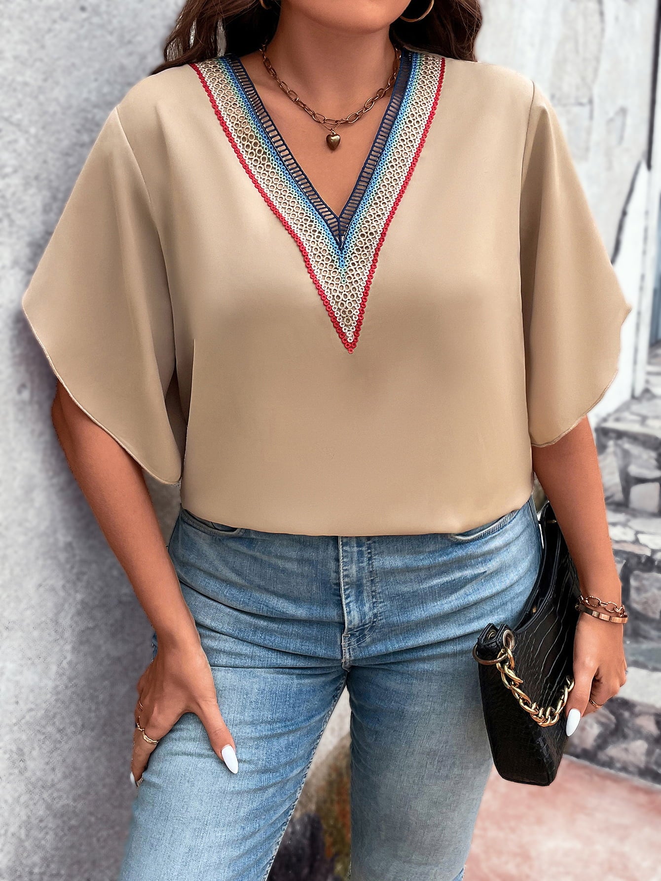 V-Neck Flutter Sleeve | Blouse