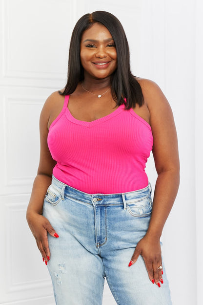 V-Neck Ribbed in Hot Pink | Cami