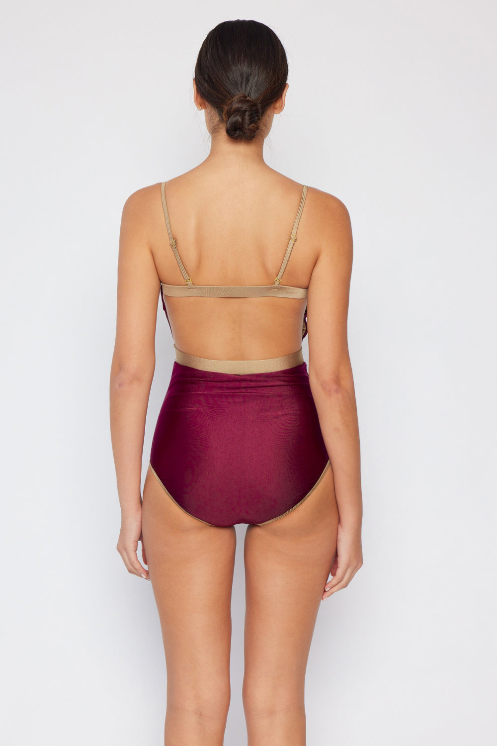Wine Red Contrast Trim | One-Piece Swimsuit