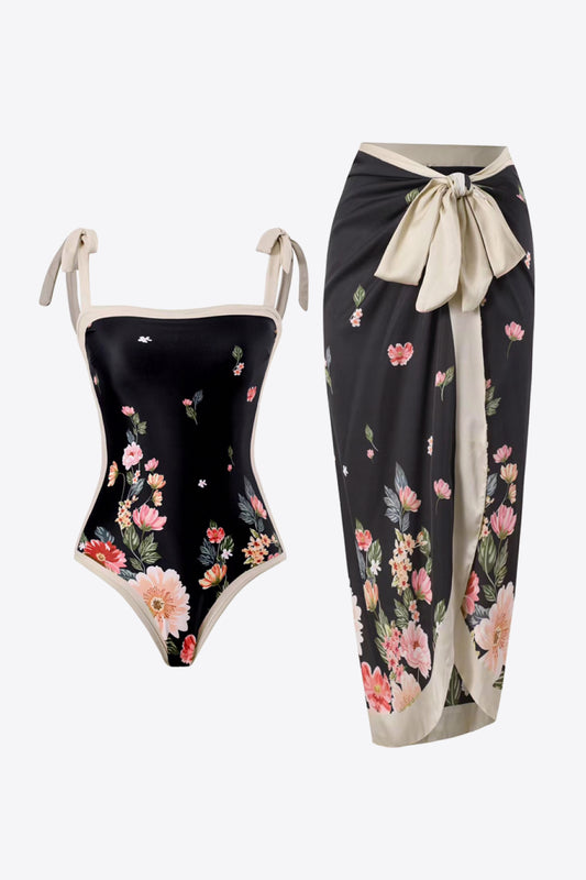 Floral Tie-Shoulder | Two-Piece Swim Set
