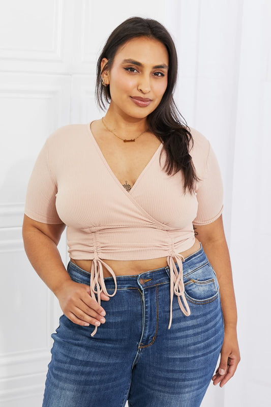Blush Ribbed Front Scrunched | Top