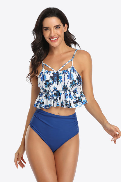 Tropical Print Ruffled | Two-Piece Swimsuit