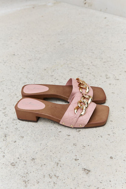 Square Toe Chain Clog | Sandal in Blush