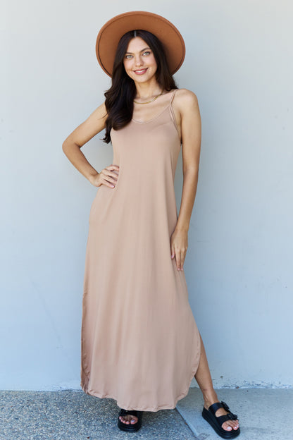 Cami Side Slit in Camel | Maxi Dress