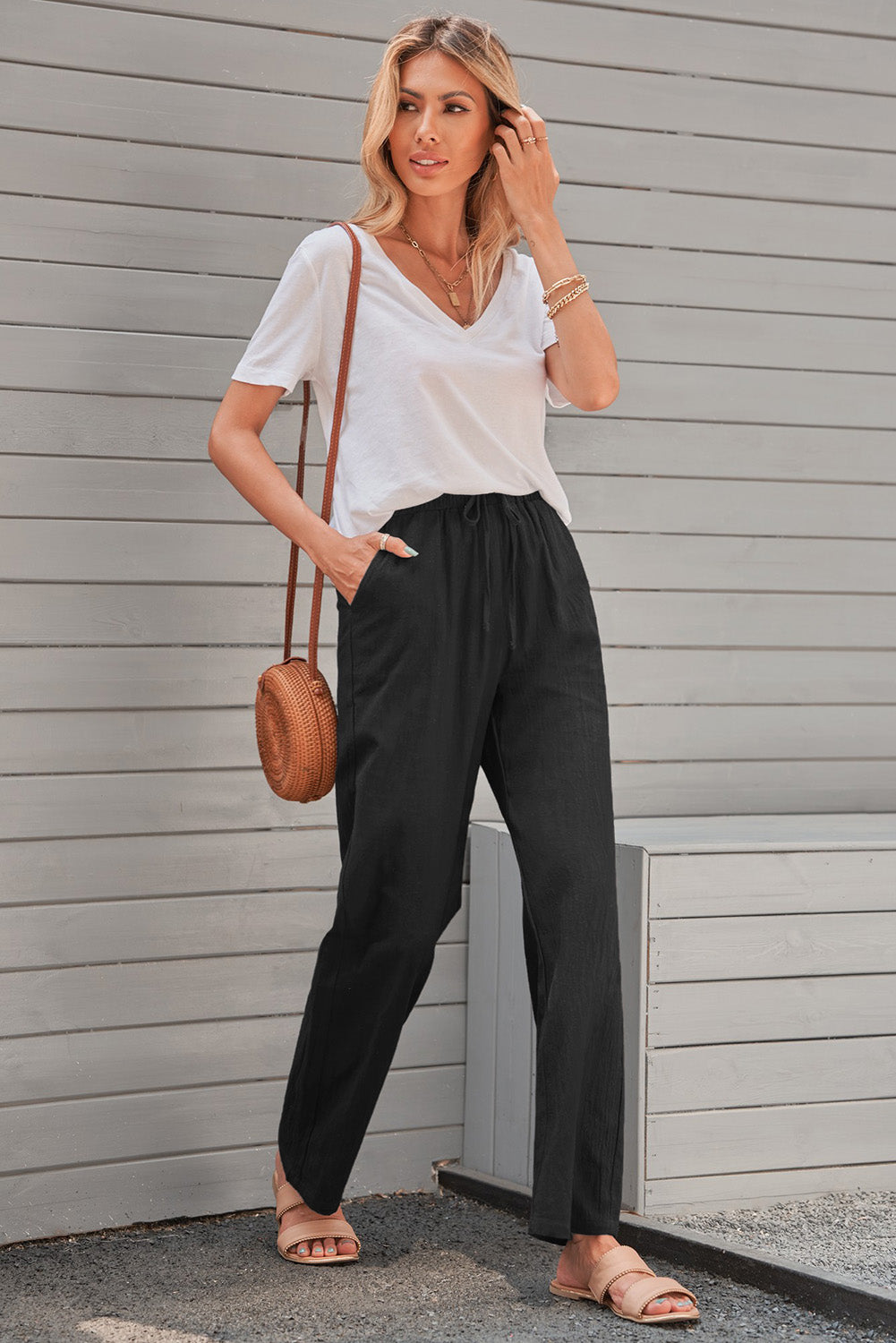 Drawstring Elastic Waist | Pants