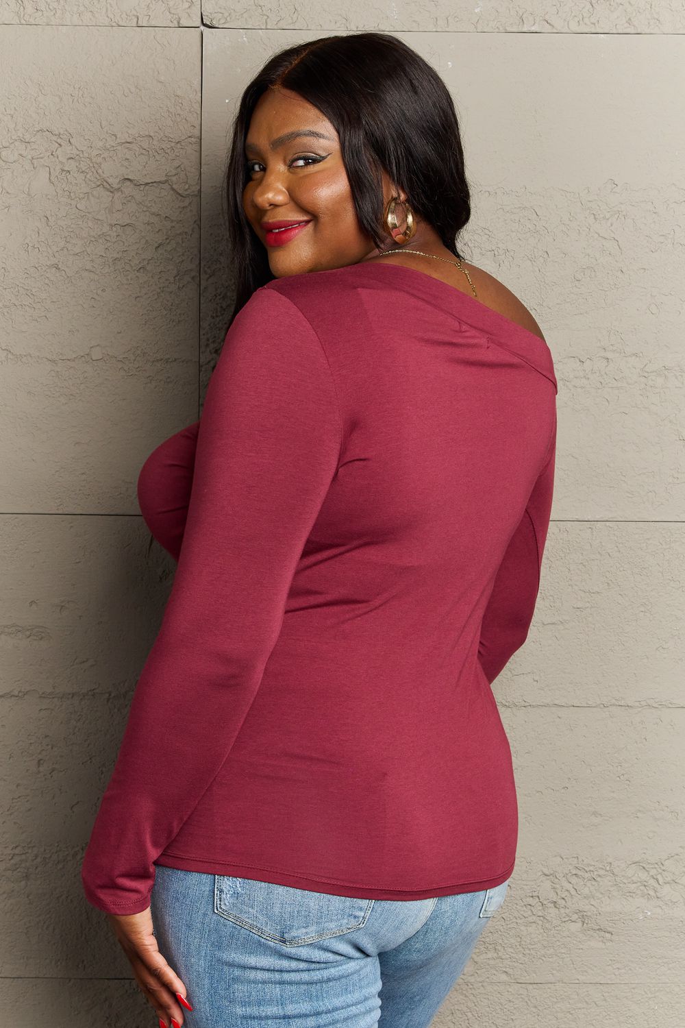 Asymmetrical Neck Long Sleeve | Top