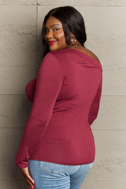 Asymmetrical Neck Long Sleeve | Top