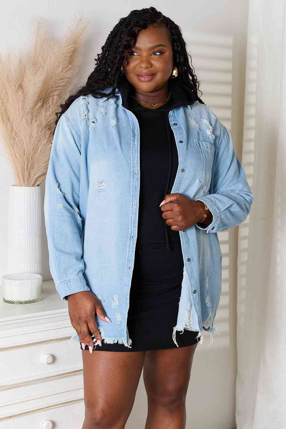 Distressed Raw Hem Denim | Jacket