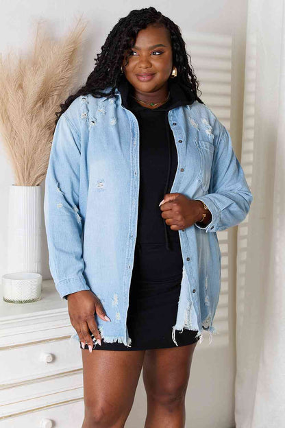 Distressed Raw Hem Denim | Jacket