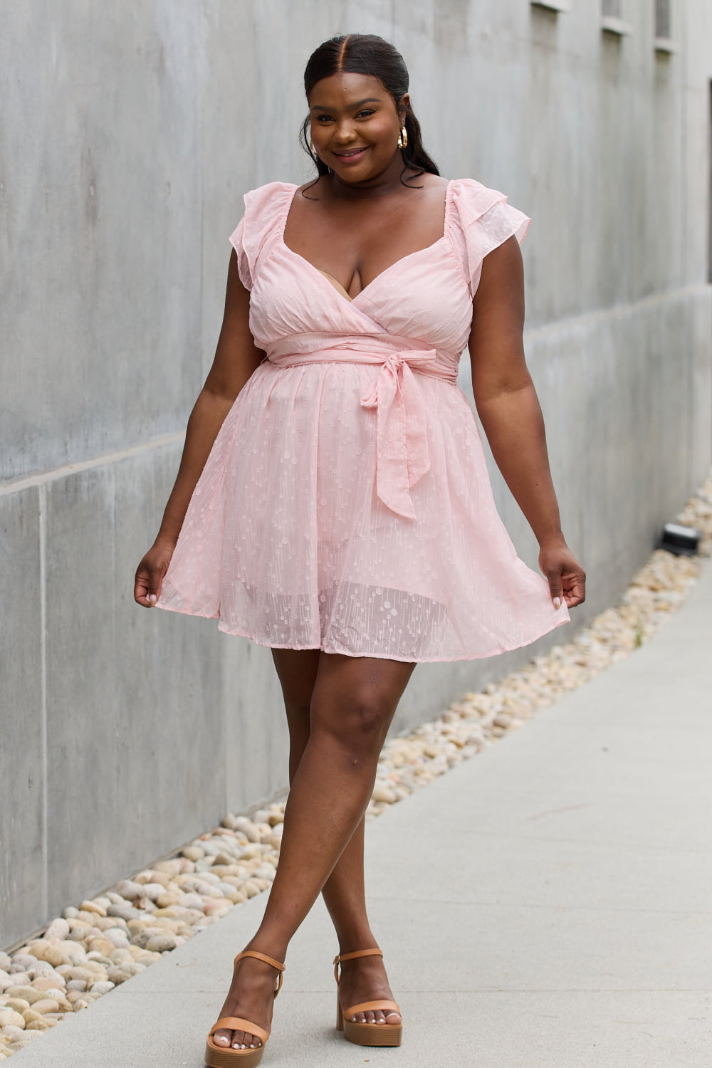 Short Sleeve Lace Woven Mini | Dress