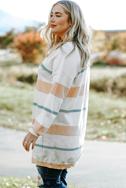 Striped Open Front | Cardigan