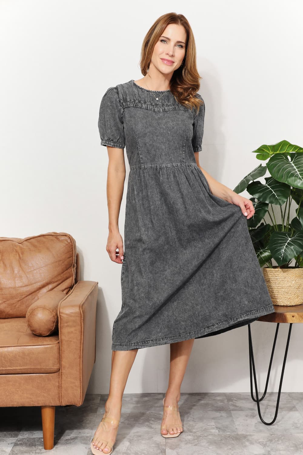 Washed Chambray Midi | Dress