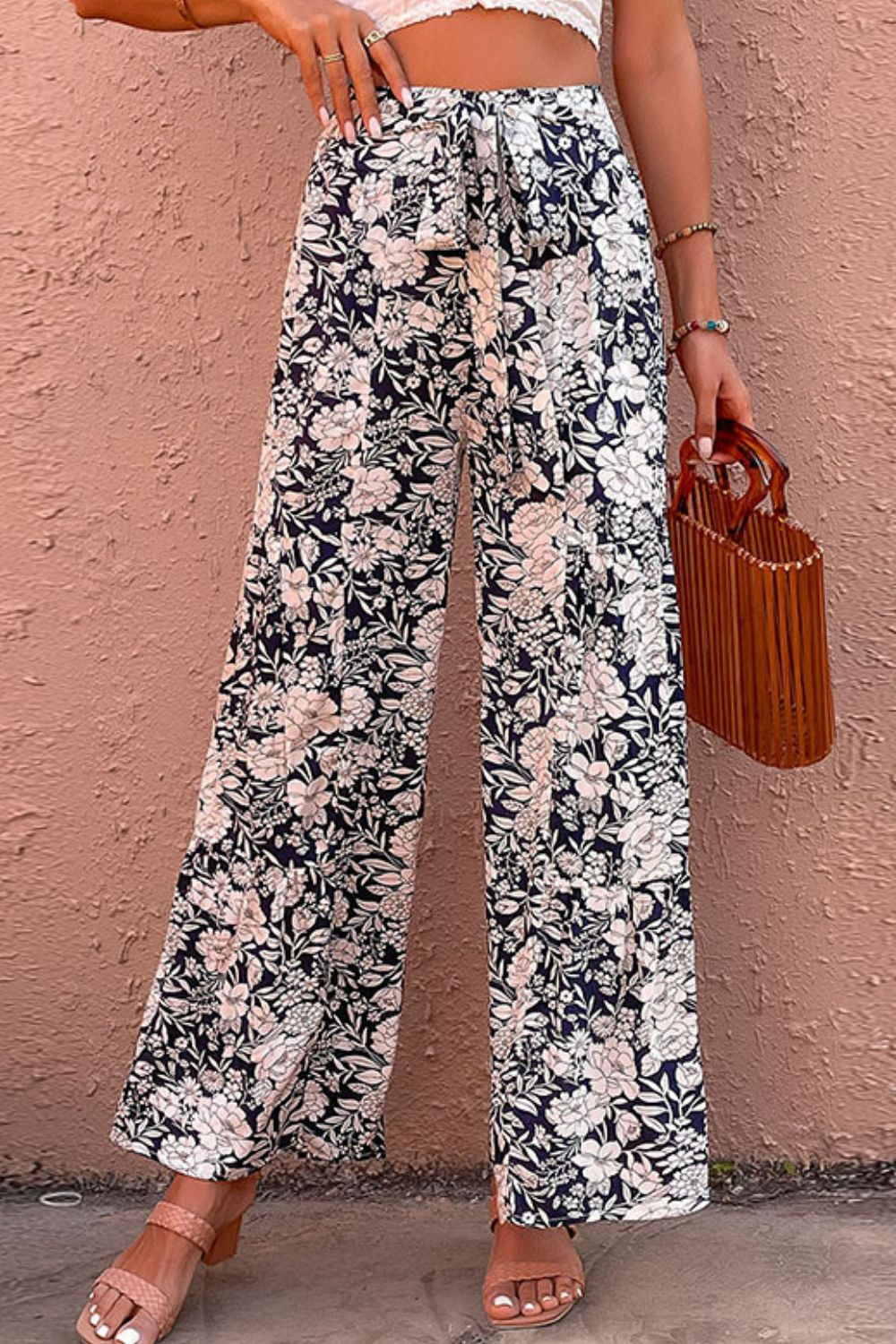 Floral Belted Wide Leg | Pants