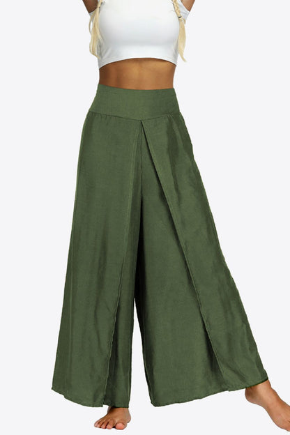 Smocked Split Wide Leg Long | Pants