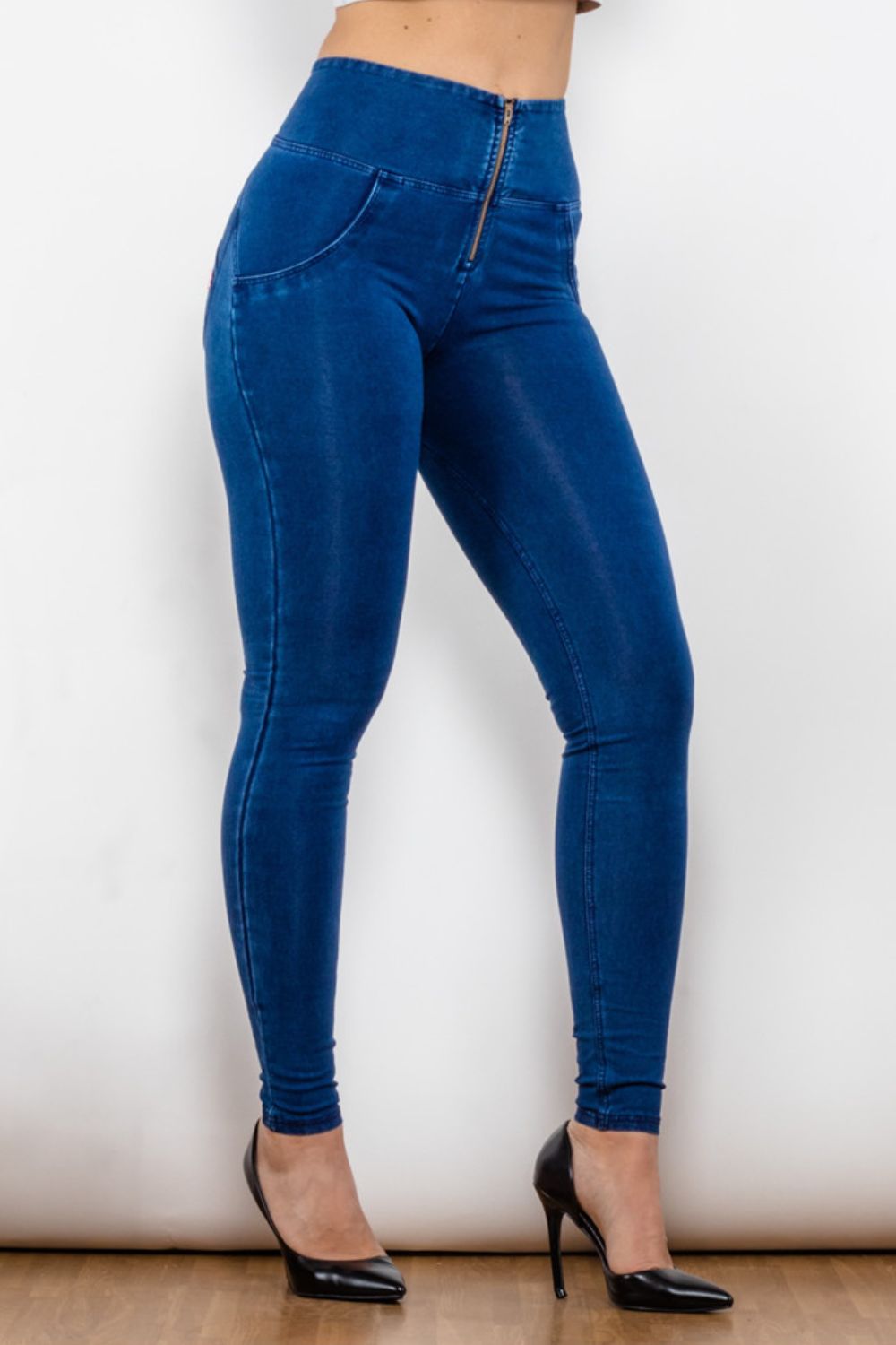 Comfy Huggers High Waist Zip Up Skinny Long | Jeans