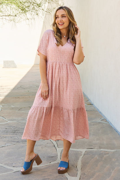 Peach Kimono Sleeve Midi | Dress