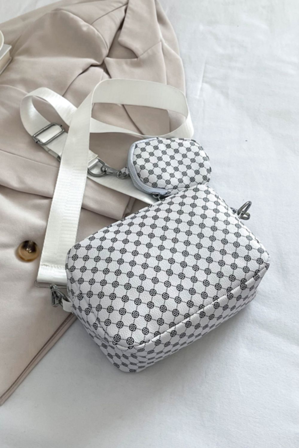 Vegan Leather Shoulder Bag with Small Purse