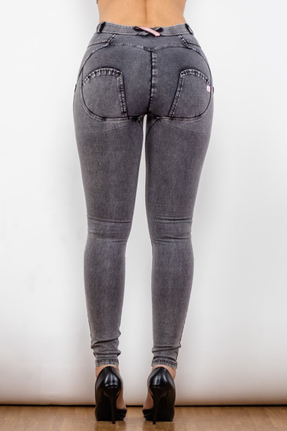 Comfy Huggers Gray Buttoned Skinny Long | Jeans