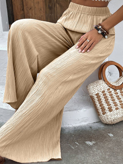 Breezy Textured High-Waist Wide Leg | Pants