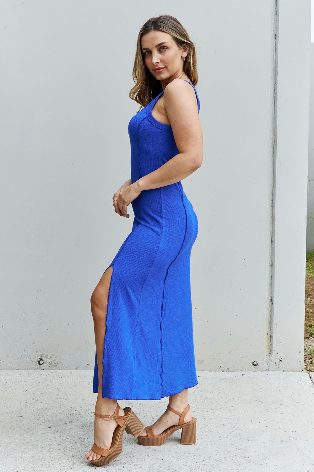 Cobalt Blue Notch Neck | Maxi Dress