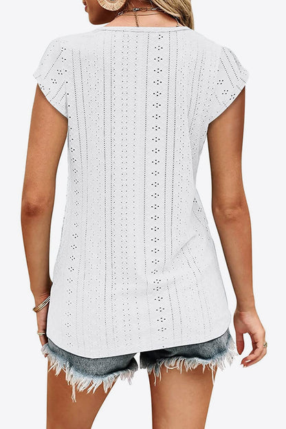 Eyelet V-Neck | Tee