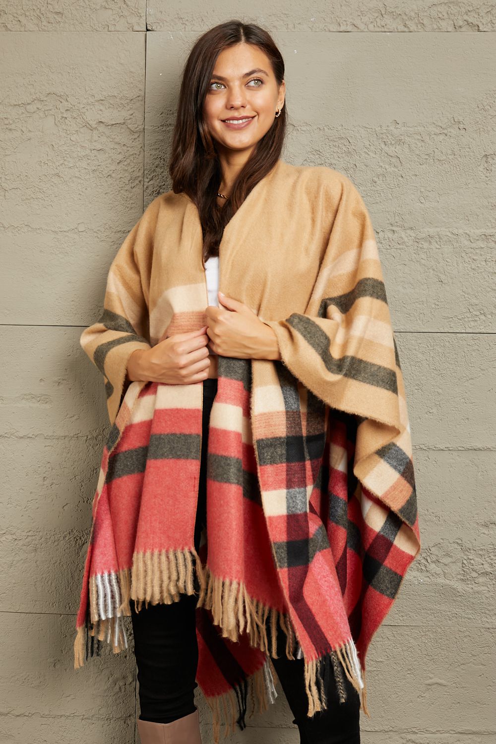 Plaid Shawl Poncho | Cardigan