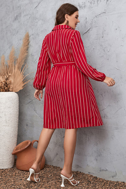 Little Red Striped Tie Waist Shirt | Dress