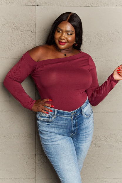 Asymmetrical Neck Long Sleeve | Top