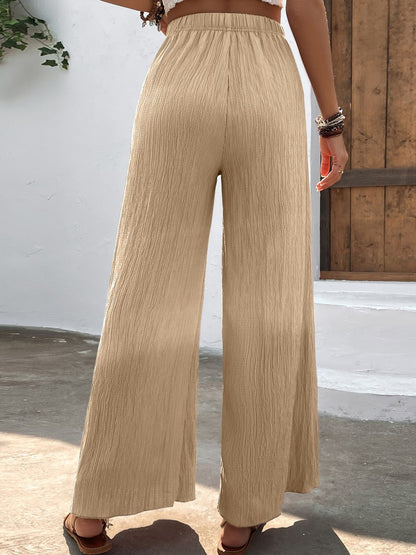 Breezy Textured High-Waist Wide Leg | Pants