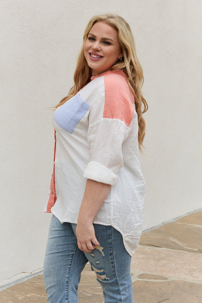 Color Block Woven Button Down | Top