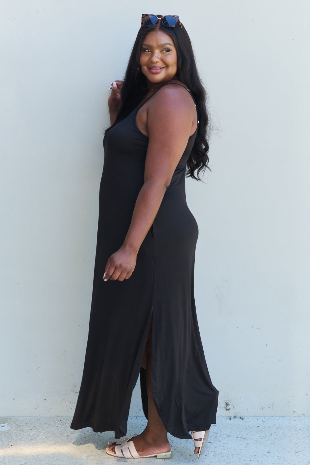Cami Side Slit in Black | Maxi Dress