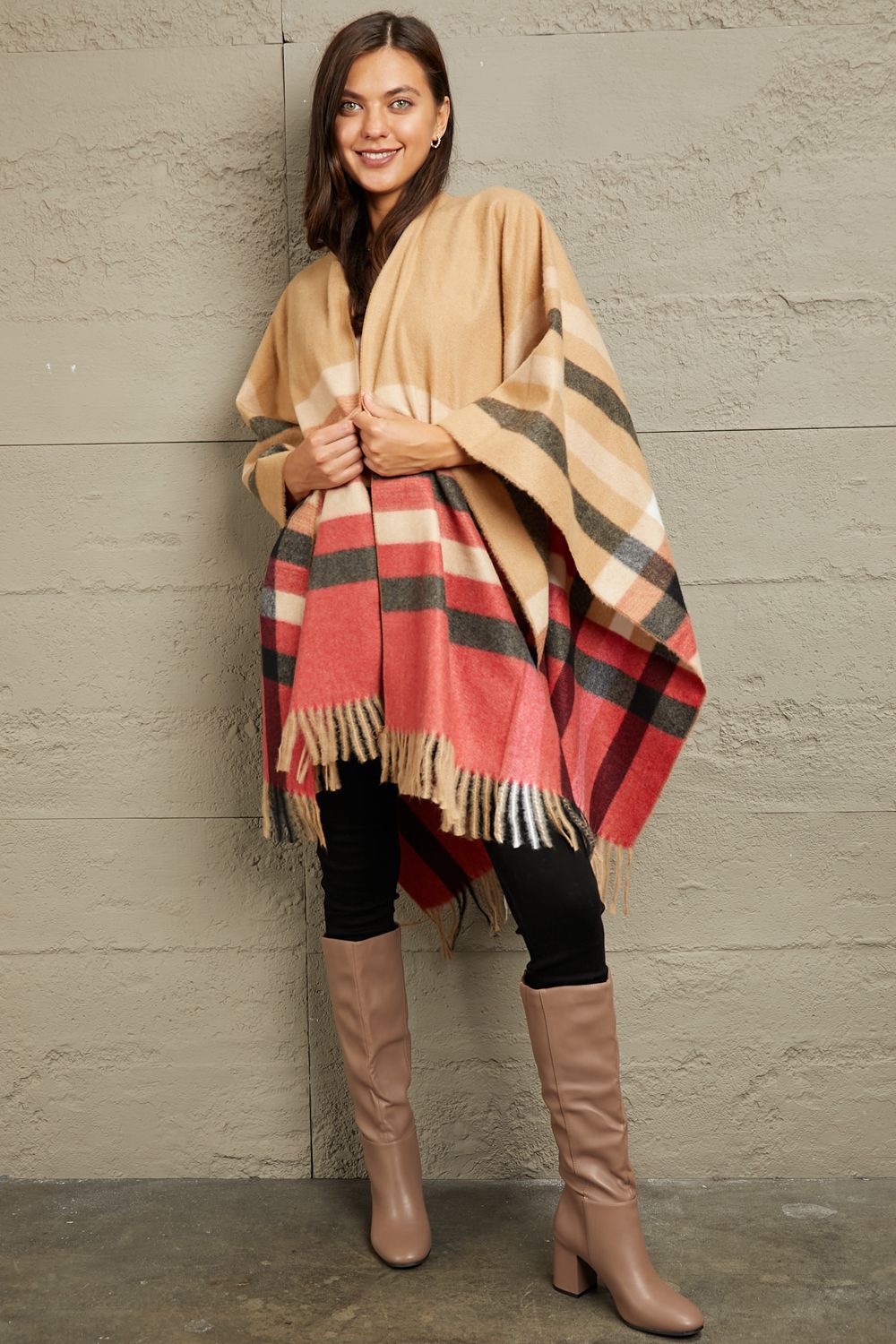Plaid Shawl Poncho | Cardigan