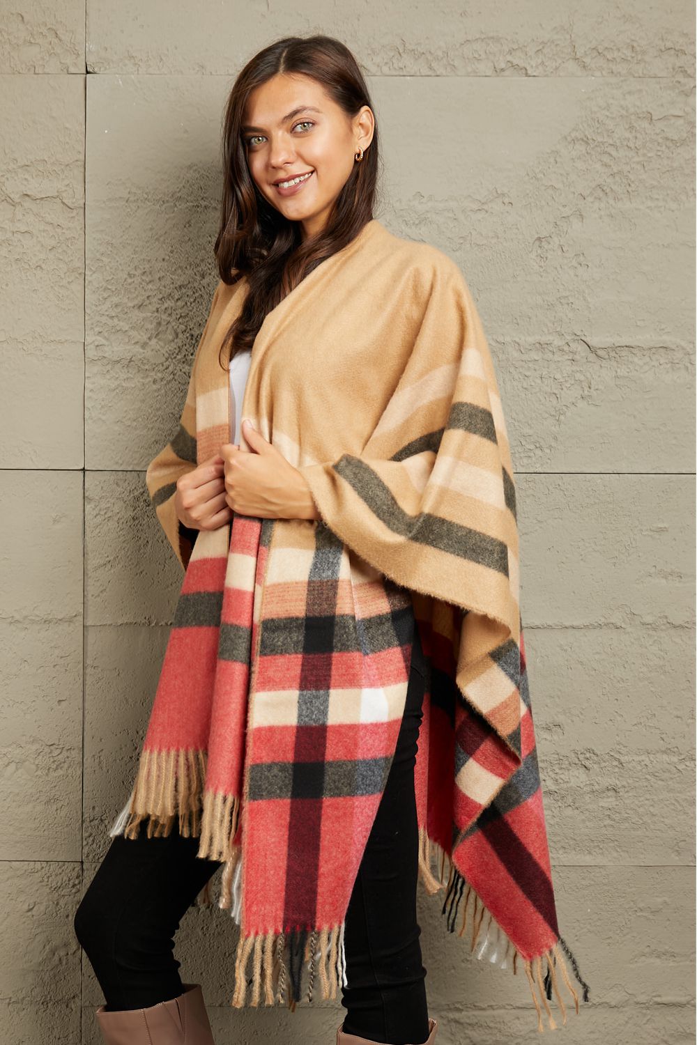 Plaid Shawl Poncho | Cardigan