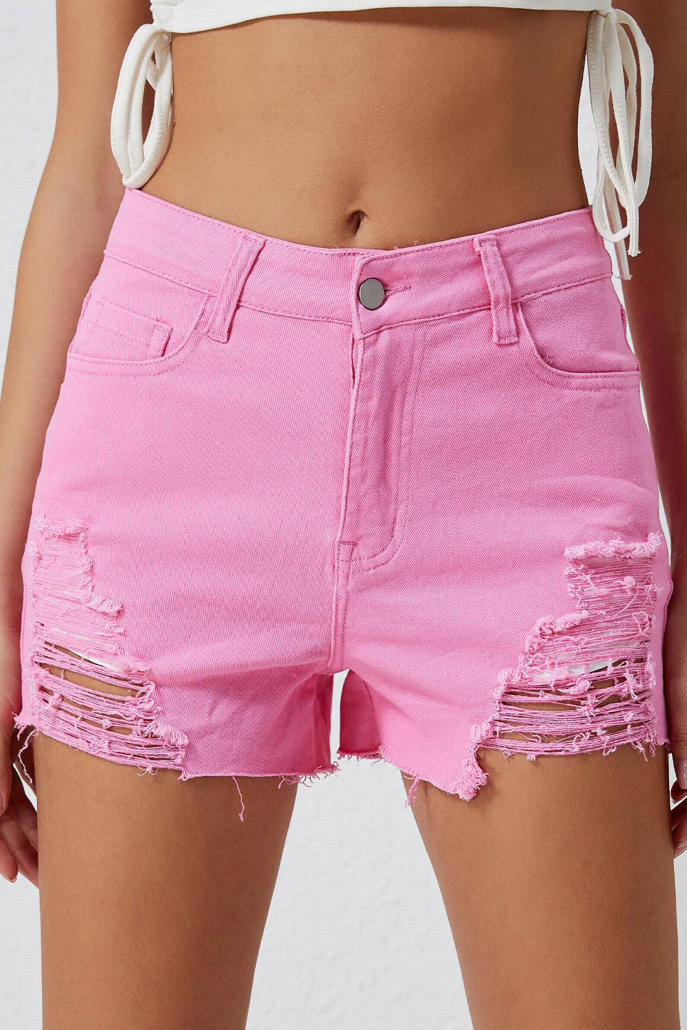 Distressed Pink Denim | Shorts