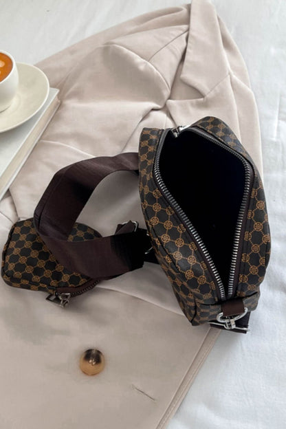 Vegan Leather Shoulder Bag with Small Purse