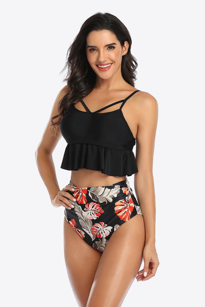 Tropical Print Ruffled | Two-Piece Swimsuit