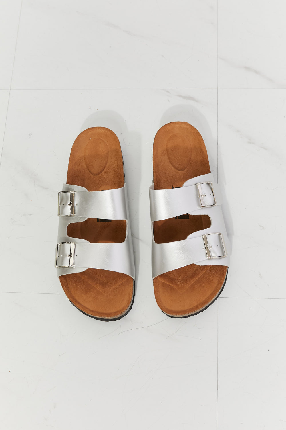 Double-Banded Slver | Slide Sandal