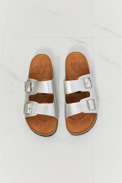 Double-Banded Slver | Slide Sandal