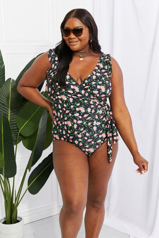 Floral Heaven Ruffle Faux Wrap | One-Piece Swimsuit