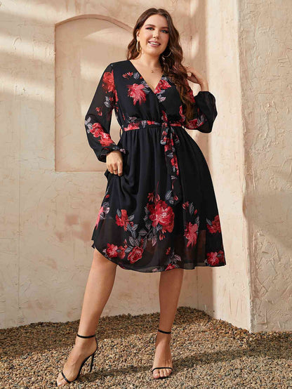 Floral Surplice Neck Tie Waist | Dress