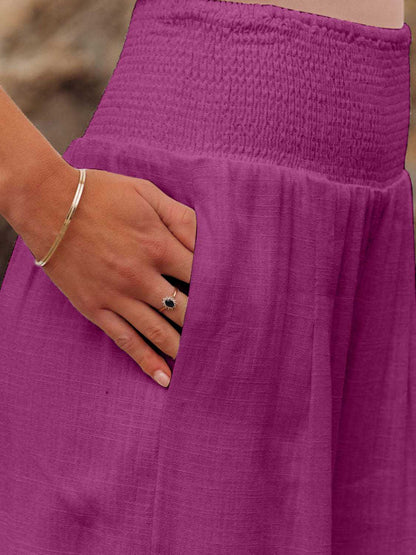 Smocked Waist Wide Leg | Pants