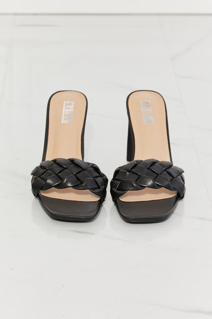 Braided Block Heel in Black | Sandals