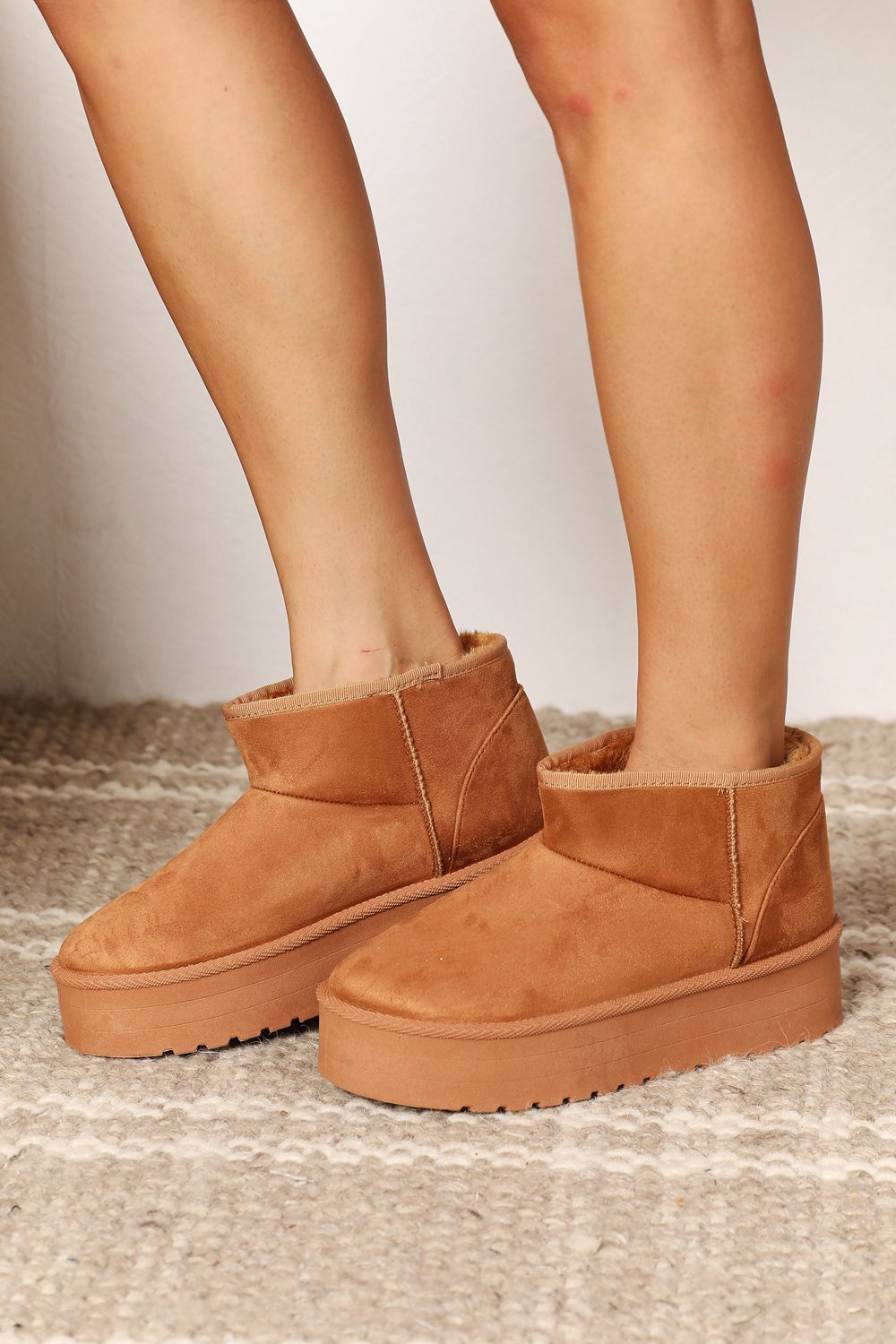 Fleece Lined Chunky Platform Mini | Boots