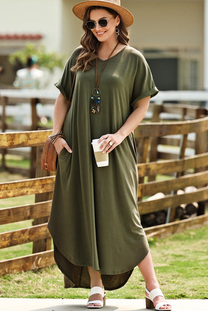 V-Neck Short Sleeve Maxi | Dress